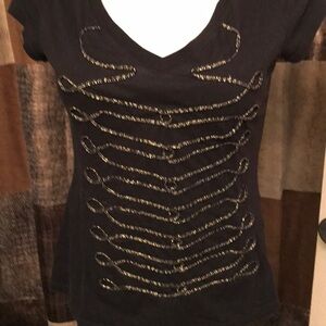 Allen B. By Allen Schwartz Black Tee with Gold Accents